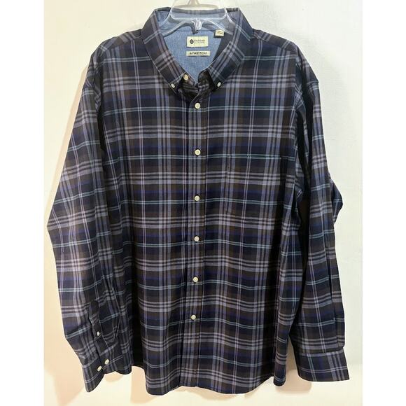 Haggar Stretch Plaid Long Sleeve Button Down Shirt Size XXL NWT - Picture 6 of 7